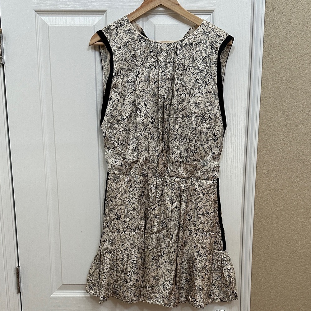 Reiss Black and Cream Floral Mini Dress